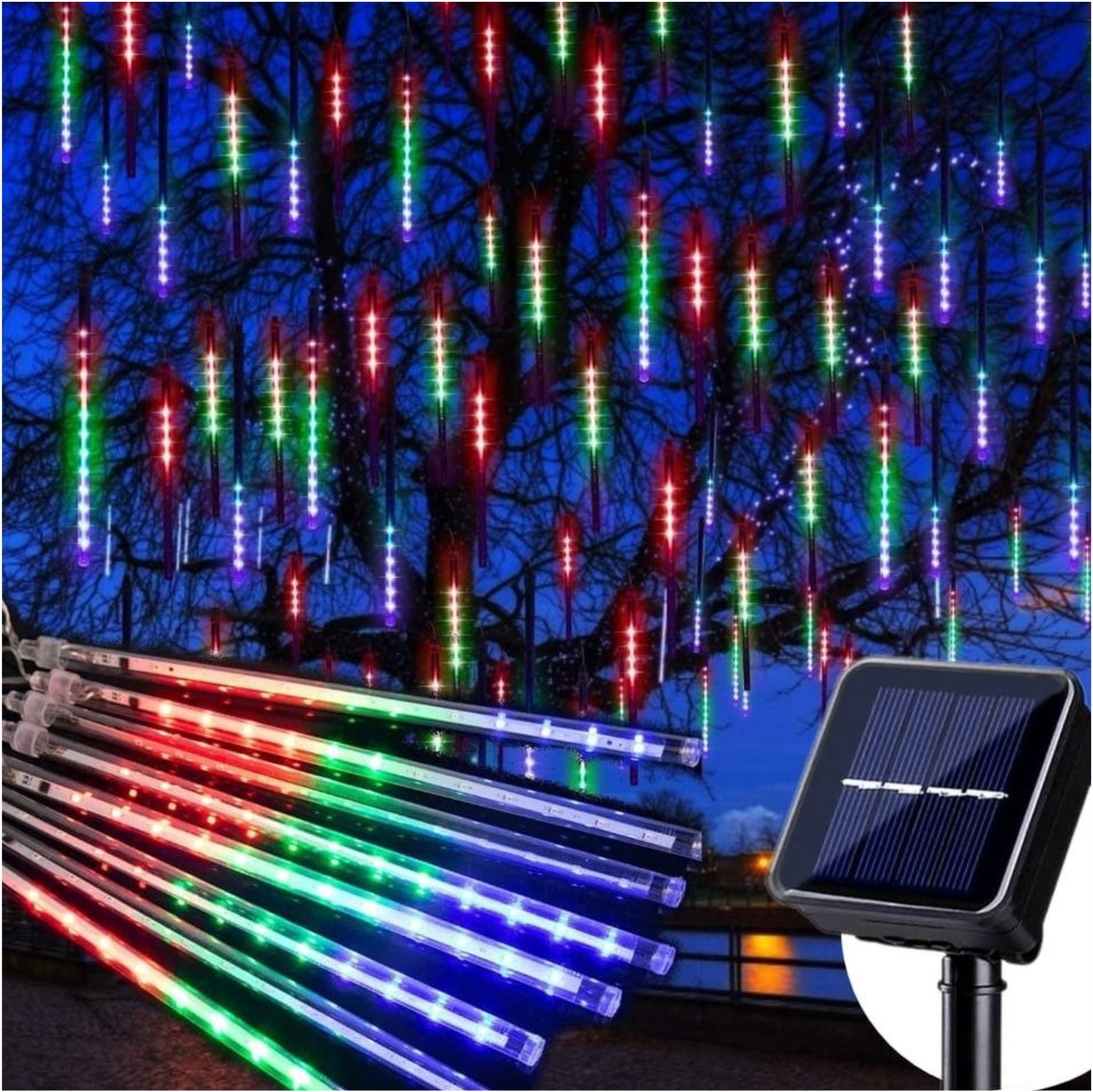 🎇LUCES LED SOLARES NAVIDAD 6 METROS - METEORO CASCADA MÁGICA DE BRILLO FESTIVO🎇