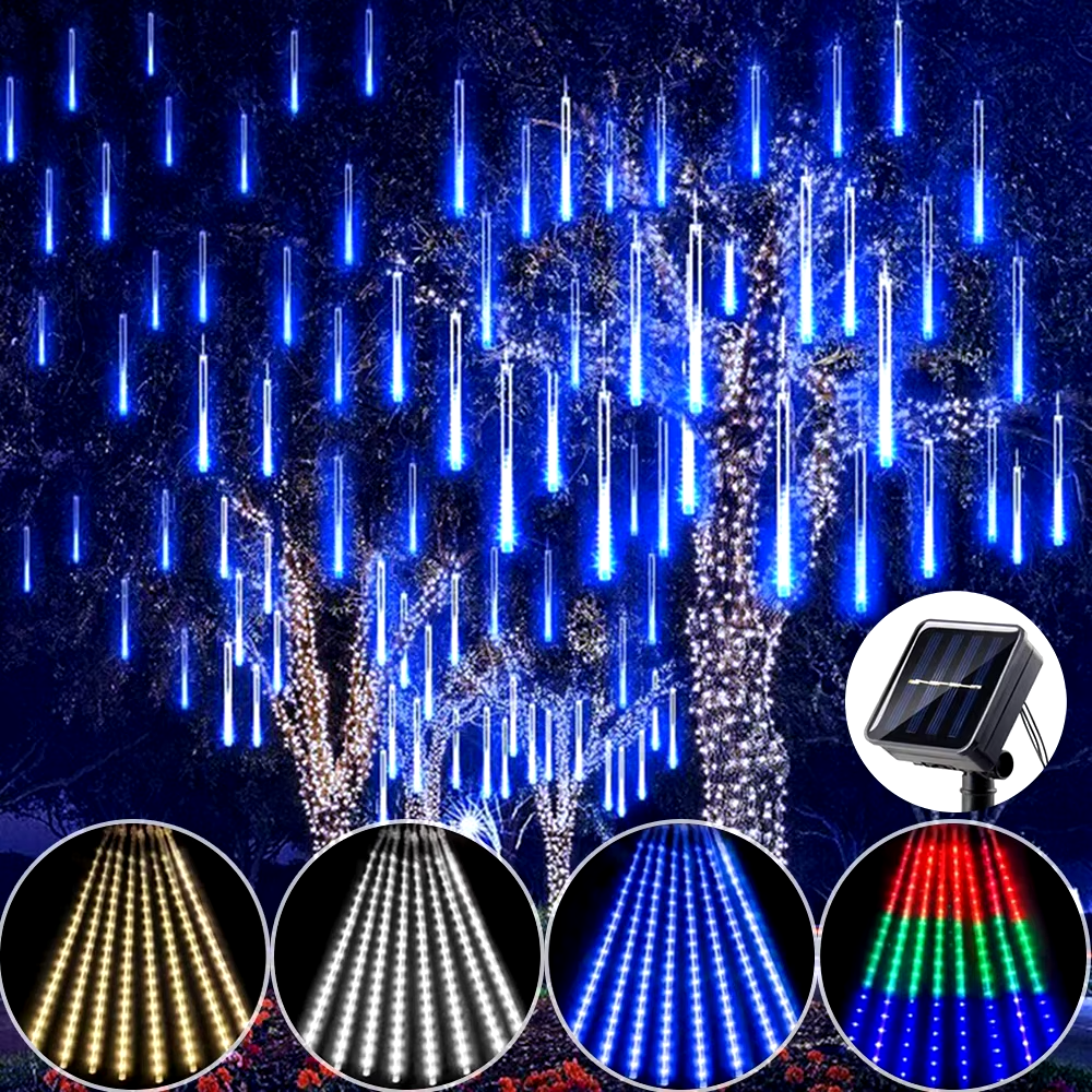 🎇LUCES LED SOLARES NAVIDAD 6 METROS - METEORO CASCADA MÁGICA DE BRILLO FESTIVO🎇