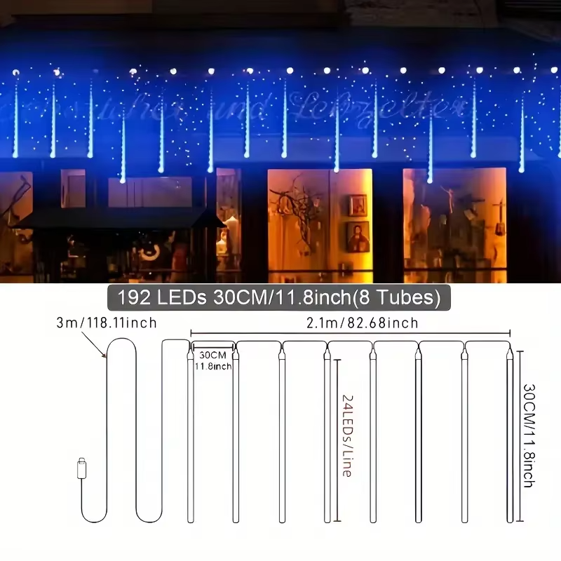 🎇LUCES LED SOLARES NAVIDAD 6 METROS - METEORO CASCADA MÁGICA DE BRILLO FESTIVO🎇