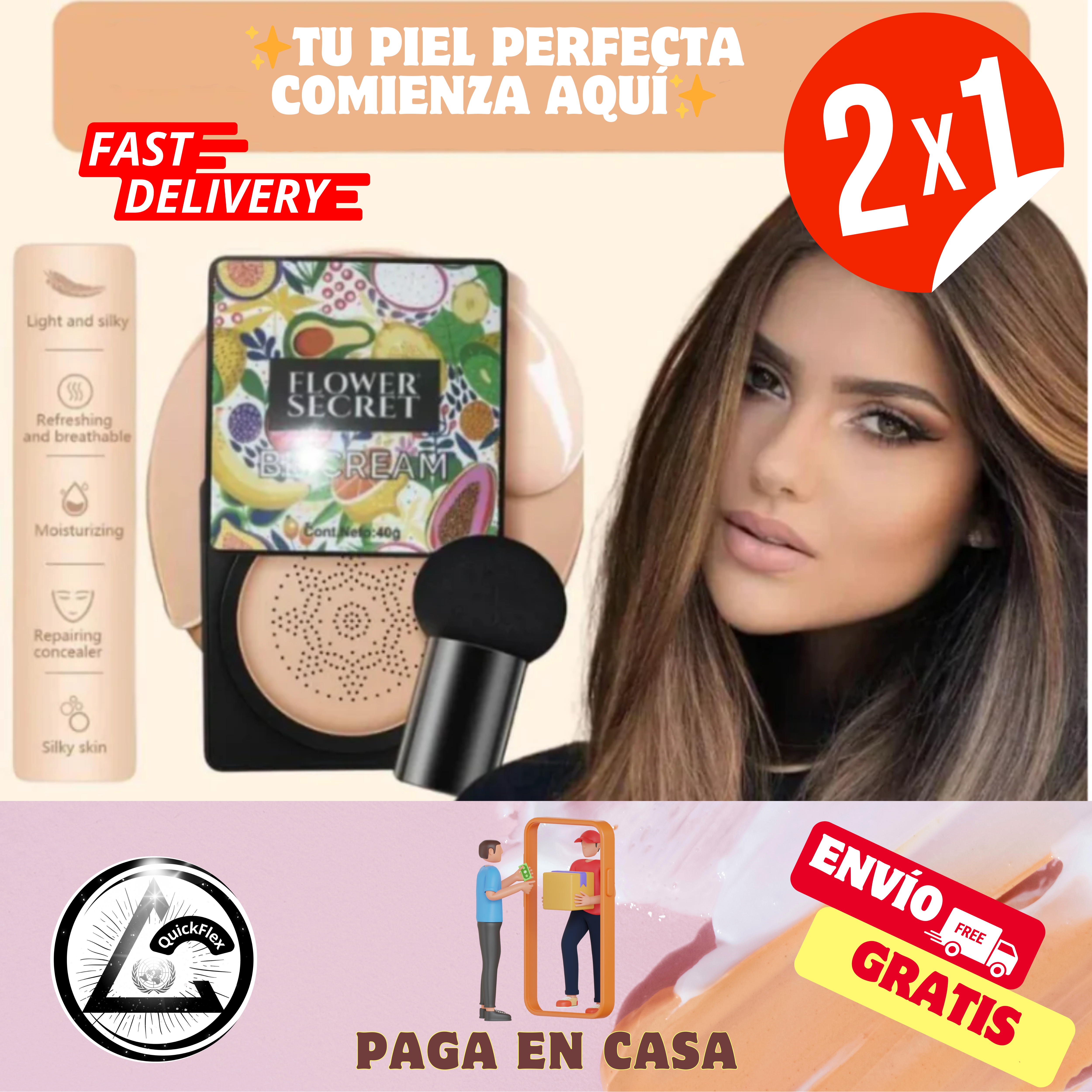 BASE MAQUILLADORA PREMIUM ✨ CON VITAMINA C 🍊 + E 🌟 Y PROTECCIÓN SOLAR ☀️🛡️