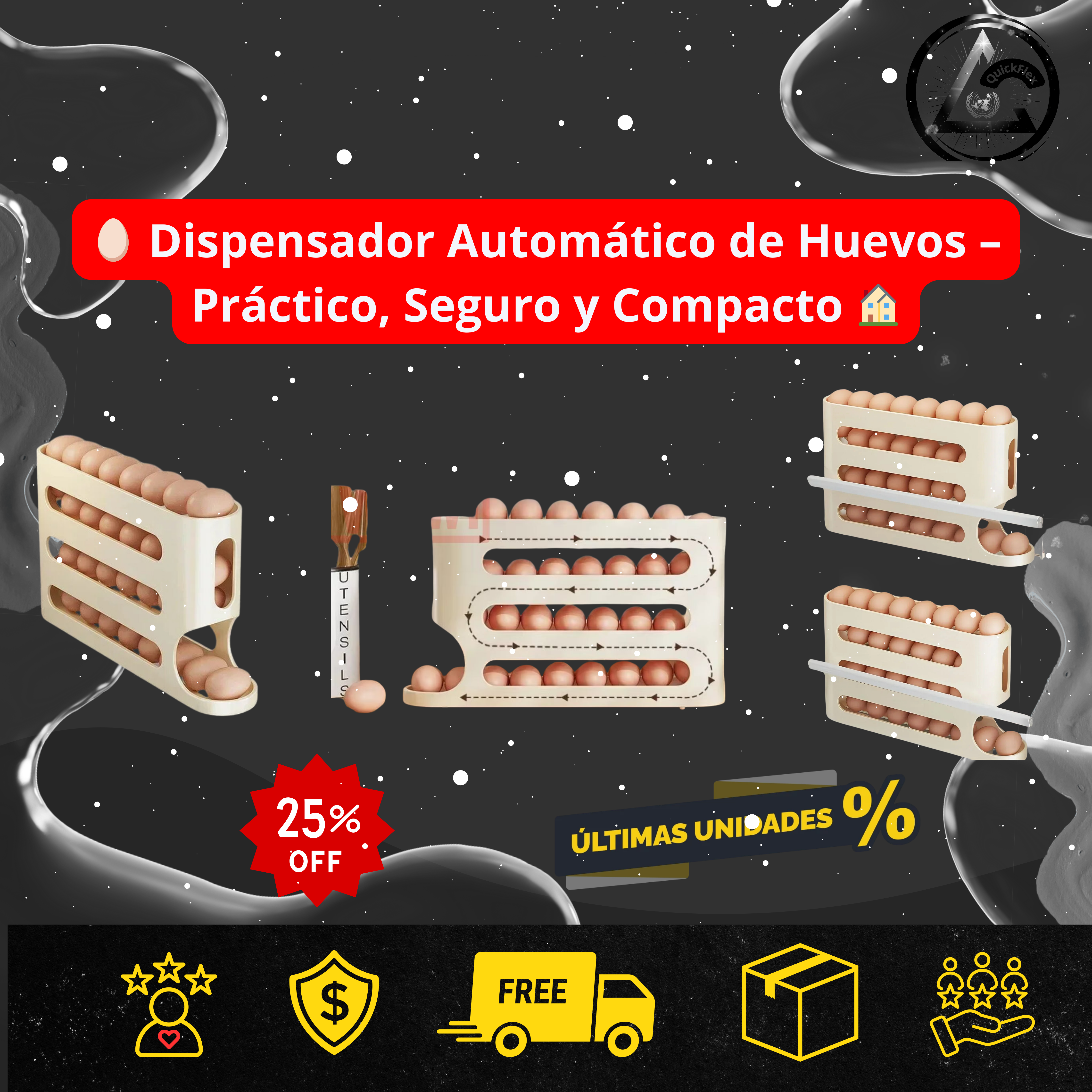 🥚 Dispensador Automático de Huevos – Práctico, Seguro y Compacto 🏠