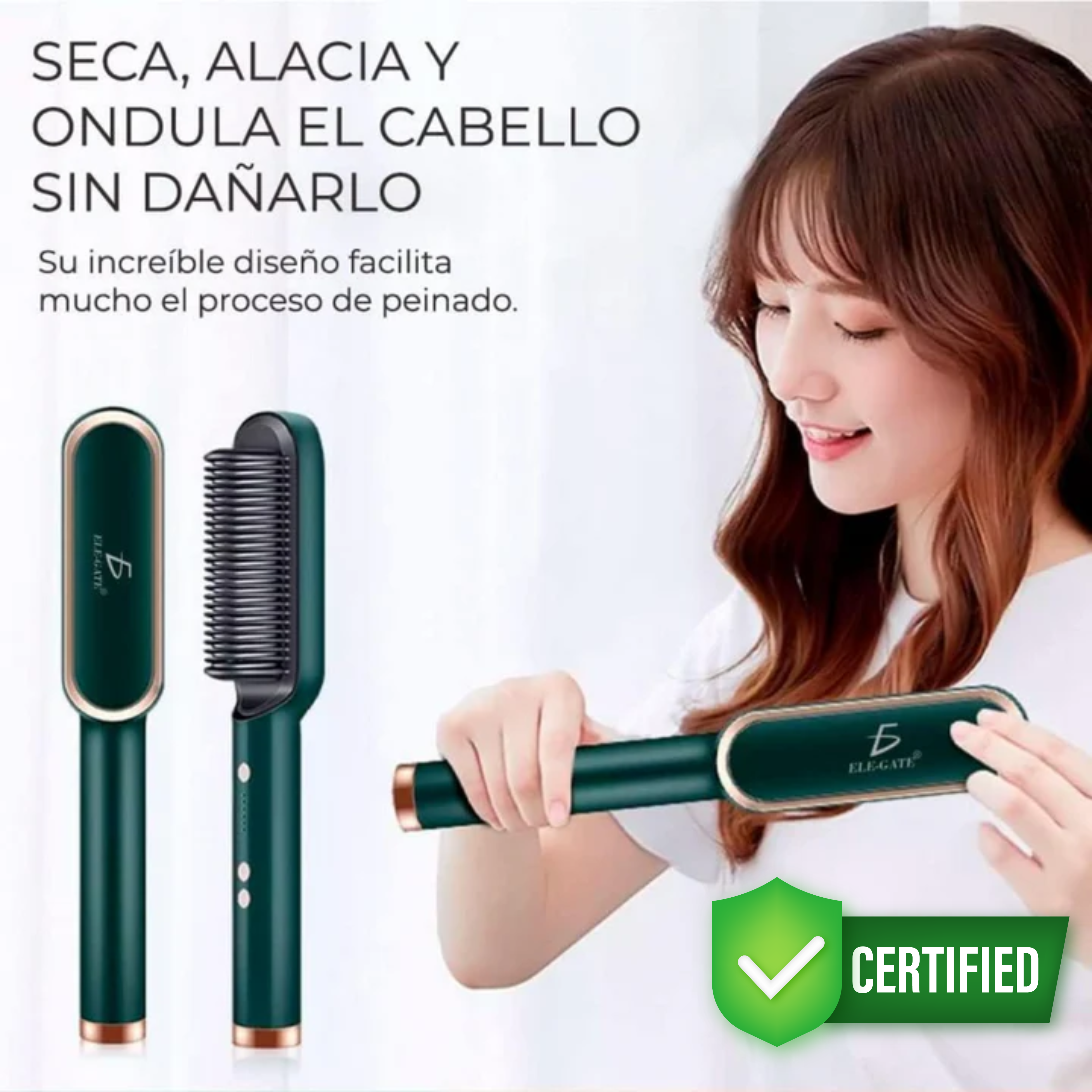 AntiFrizz® Cepillo Alisador Portátil 2en1: Alisa y estiliza tu cabello ✨